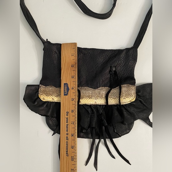ERDA Vtg Handmade Deer- hide Shoulder crossbody Black purse Unique & stylish - Picture 5 of 16